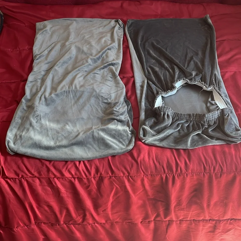 EUC Gray “Seat Covers” Velvet for High Back Chair One set of covers for 2 chairs